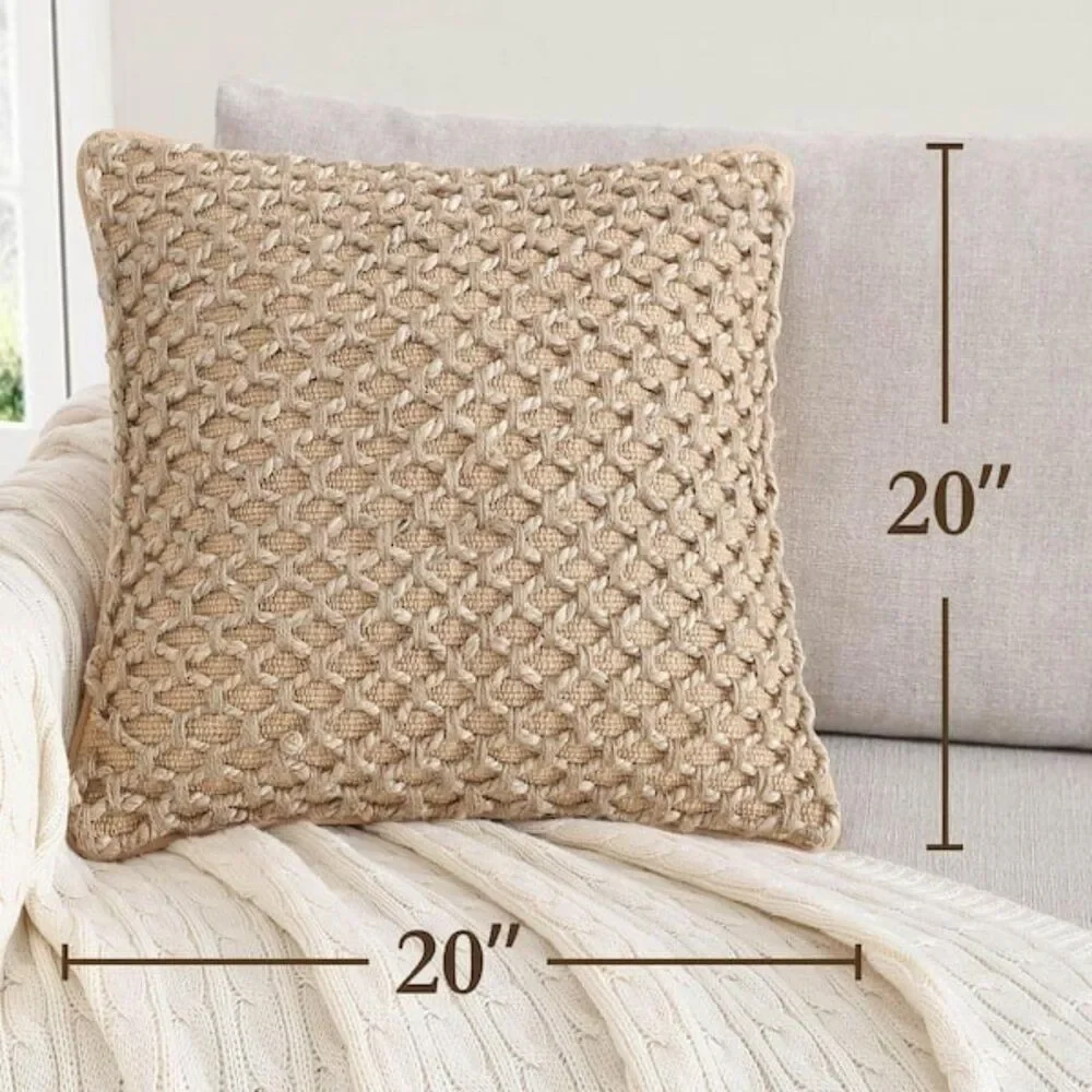 Boho Living Jada 20 x 20 Beige 2-Pack Decorative Throw Pillows